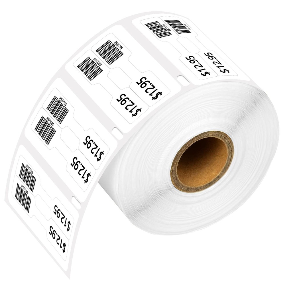 [1 Roll, 1500 Labels/Roll] White Self-Adhesive Jewelry Price Tag 2-up Labels …