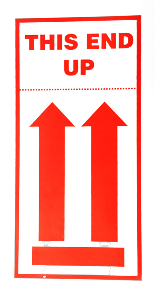 This End Up Arrow Stickers | 4″x8″ | Self Adhesive | 100 Labels | Free Shipping!