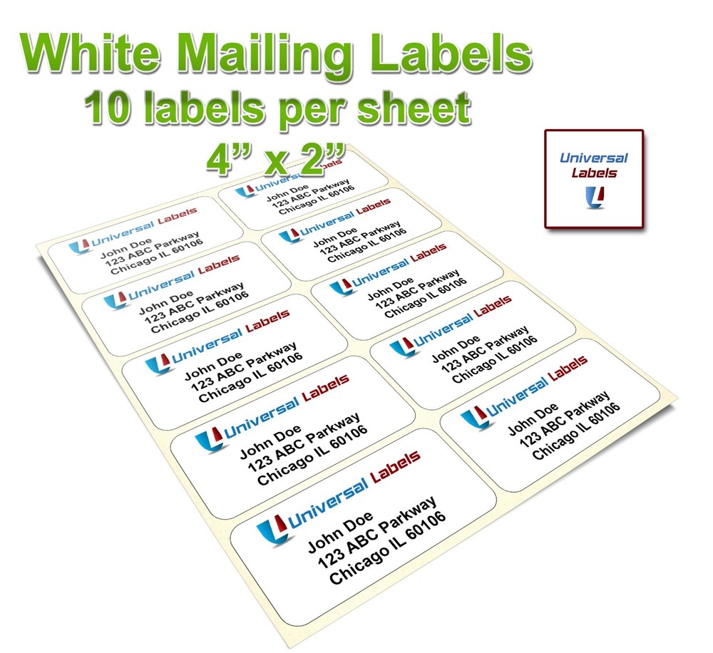10 labels per sheet, 4″x2″ Address Labels, Premium Quality, Made in the USA