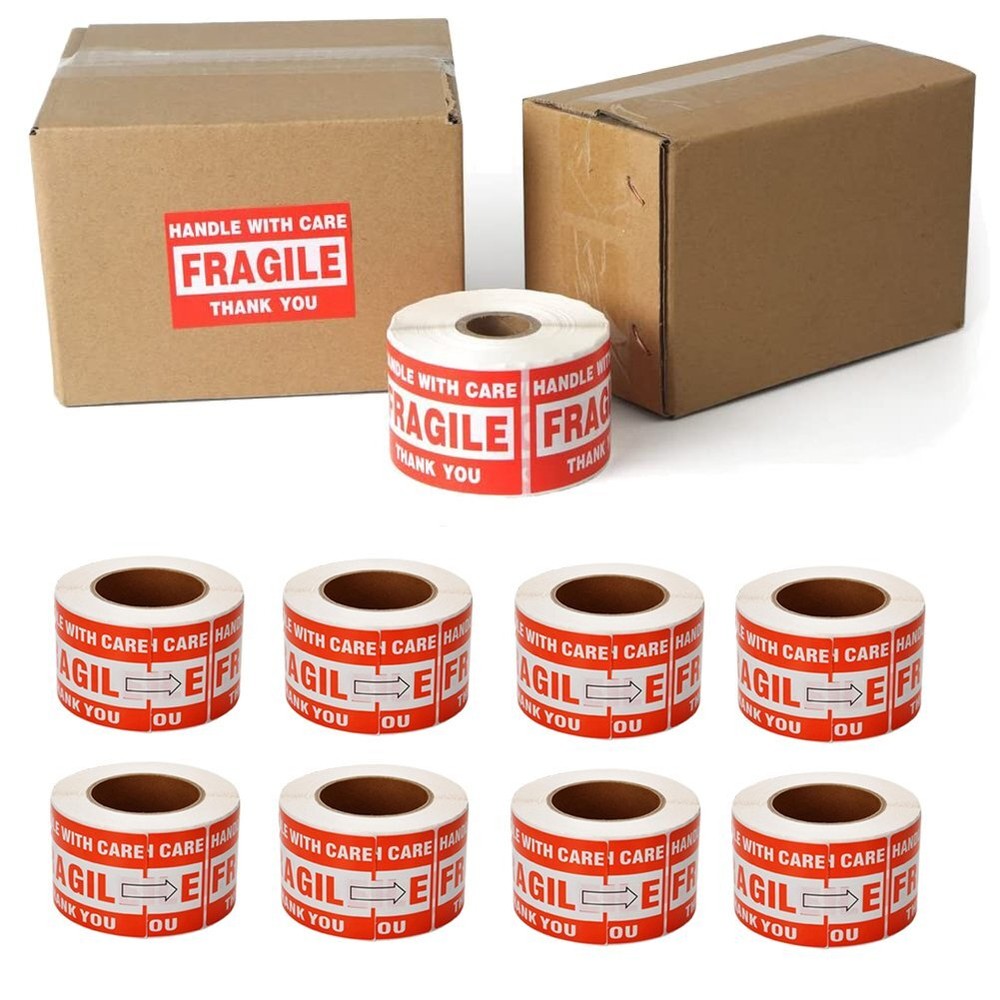 8000 Fragile Labels 3”x5” Handle With Care Thank You Red Warning Label 16 Roll
