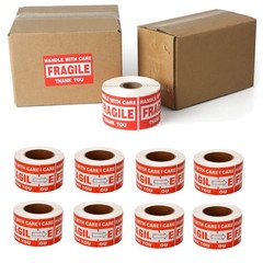 8000 Fragile Labels 3”x5” Handle With Care Thank You Red Warning Label 16 Roll
