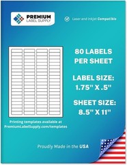 White Return Address Labels 1.75×0.5 Inch Laser Inkjet Compatible 2000 Sheets