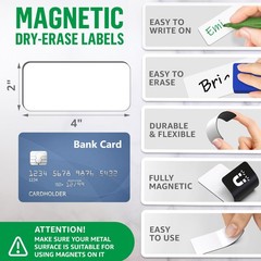 32 Pack Dry Erase Magnetic Labels 2×4 in – Magnetic Name Tags for Classroom L…