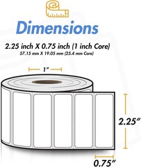 Direct Thermal Blank Shipping Labels, 2.25″x0.75″ (10 Rolls, 17000 Labels) | For