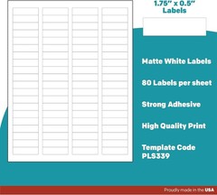White Return Address Labels 1.75×0.5 Inch Laser Inkjet Compatible 2000 Sheets