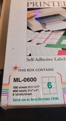 Laser/ Ink Jet Printer Labels 600 Count Self-Adhesive FREE SHIPPING
