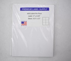 Lot Of 1800 Premium Label Supply 4″ x 3.33″ White Self-Adhesive Shipping Labels