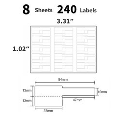 8 Sheet 240 Pcs Cable Labels for Management, Colorful Waterproof Cord Tags for E