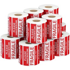 3×2 inch Fragile Thank You Labels – 6000 Stickers, 12 Rolls