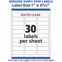 Avery Easy Peel Matte Clear Laser Address Label 1″ x 2 5/8″ (5660) – PICK YOUR #
