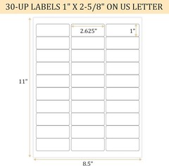 1″ x 2-5/8″ Shipping Address Labels 900 Label Stickers Paper for Laser/Inkjet…