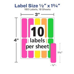 Avery Color-Coding Removable Labels, 1/2″ x 1-3/4″, Assorted Neon Colors,