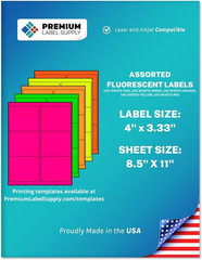 Fluorescent Neon Stickers – 4″ X 3.33″ – Fluorescent Orange, 600 Labels