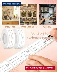 2 Rolls 1000 Pieces Removable Food Labels, 1 x 2 Inch Date Stickers for Freezer,