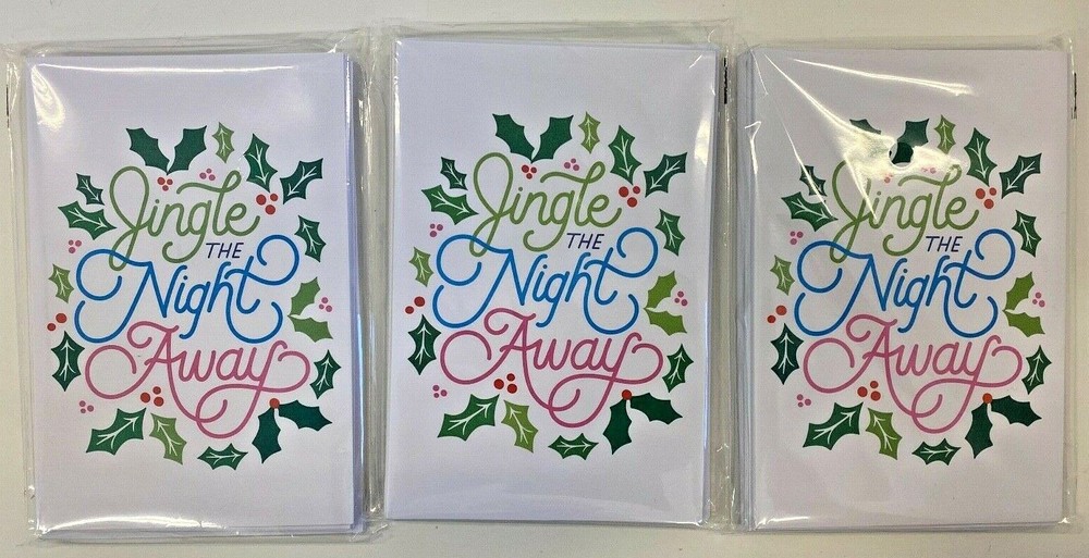 24 (3 packs of 8) Christmas cards Jingle the Night Away blank inside 4 x 6