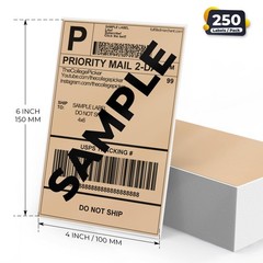 Khaki Shipping Thermal Labels 4 × 6 Inch Vinyl Self-Adhesive Fanfold Direct S…