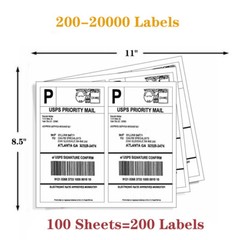 200-20000 Shipping Labels 8.5×5.5 Half Sheet Blank Self Adhesive 2 Per Sheet US