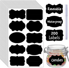 Chalkboard Labels 200 PCS Reusable Waterproof Jar Stickers with Marker Kitchen S