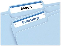 Permanent File Folder Labels, 11/16 x 3 7/16, White/Dark Blue Bar, 252/Pack