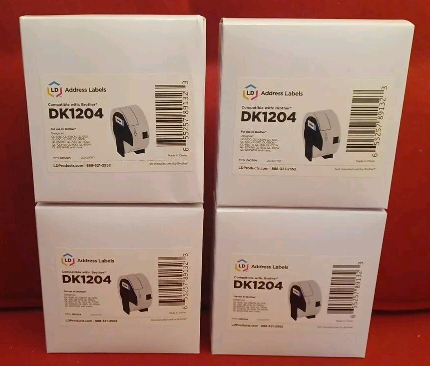 LD DK1204 Adress Labels Lot X 4 Compatible w Brother QL Models – SEE BELOW