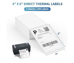 9527 Product 4 x 6 Thermal Labels -Pack of 100 Fanfold Labels for Direct Thermal