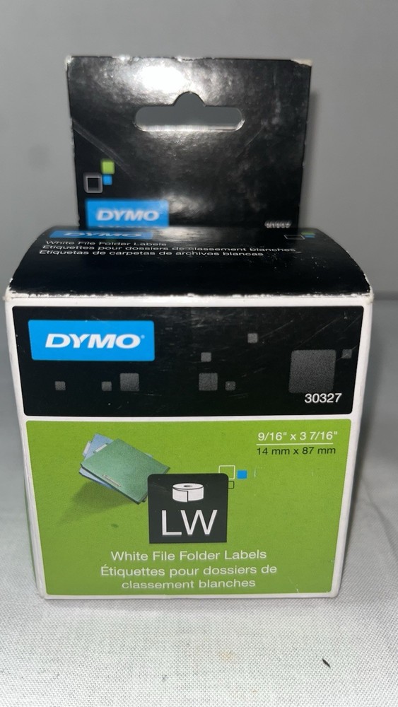 DYMO 30327 LabelWriter 1-UP File Folder Labels 9/16 x 3 7/16 White 130/Roll x 2
