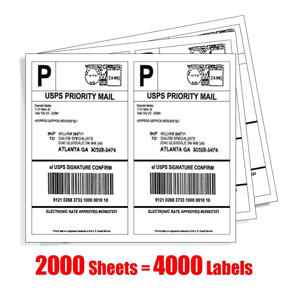 4000 Half Sheet Shipping Labels 8.5×5.5 Self Adhesive For USPS Paypal eBay DHL
