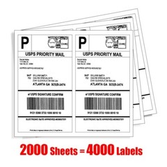 4000 Half Sheet Shipping Labels 8.5×5.5 Self Adhesive For USPS Paypal eBay DHL