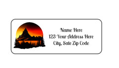 30 Dark Orange Sunset PERSONALIZED RETURN ADDRESS LABELS 1 in X 2 5/8 GLOSSY