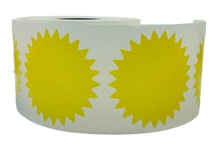2″ Yellow Starburst-Shape Blank Direct Thermal Zebra Labels 2 RLS of 500 EA