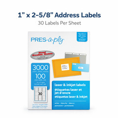 White Address Labels 1×2-5/8 Laser Printer Sheets 30/Sheet 5160 Compatible