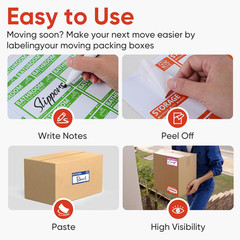 400 PCS 3.5 X 2 Inch Large Moving Labels for Boxes, 9 Color Coded Moving Sticker