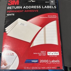 3M 3200-R Return Address Labels, White, 80 Labels Per Sheet, 1/2″ x 1 3/4″