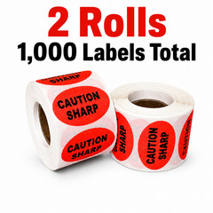 Caution Sharp 1.5×1 Oval Warning Labels 2 Rolls 1000 Total Stickers