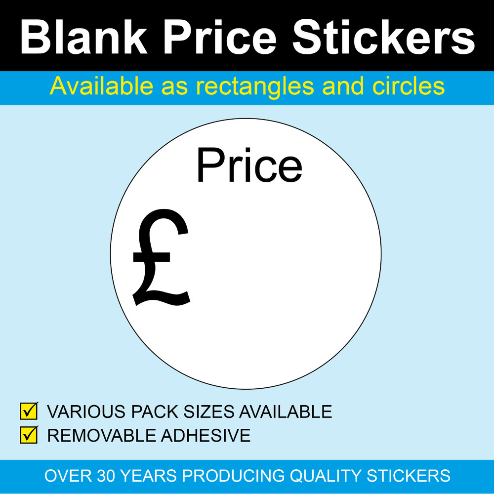 Circular Blank Price Stickers / Labels – A variety of sizes to choose from