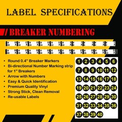 Premium 40 Circuits Bidirectional for 1″ Breaker Directory Label Kit with Col…