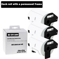 3Rolls 4X6 Large Paper Shipping Labels DK-1241 for Brother QL-1100 QL-1060N