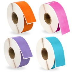 DYMO LW 30252 Address Labels -100 Rolls – 25 each BLUE LAVENDER ORANGE PINK