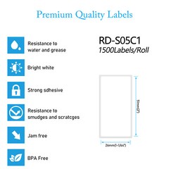 1Roll 2”×1” File Folder 1500 Label For Brother TD4000 RD-S05U1 Direct Thermal