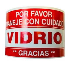 3×5 Vidrio Maneje Cuidado Labels Spanish Fragile Glass Pallet Ship 500 Stickers