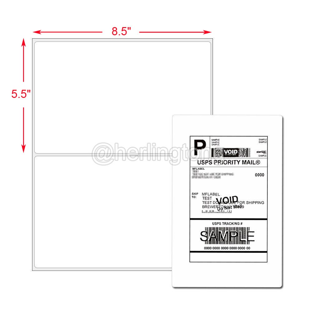 8.5 x 5.5 Self Adhesive Shipping Mailing Labels Half Sheet Round Corner 50-4000