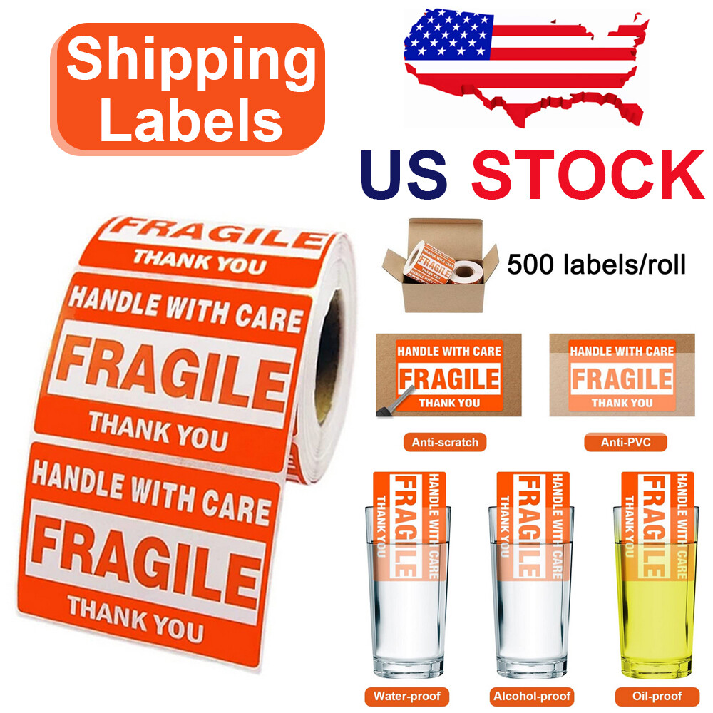 500 Pcs/Roll Fragile Stickers Shipping Labels Handle with Care Thank You 2″ x 3″
