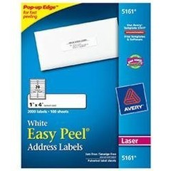 Avery 5161 Easy Peel Address White Label – 1″ X 4″ Length Permanent 2000 / Box