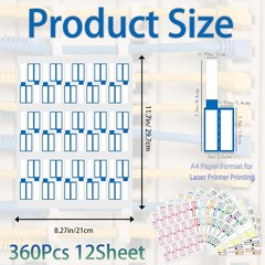 12 Sheet 360 Pcs Waterproof Cable Labels,Wire Label for Management,Color Border