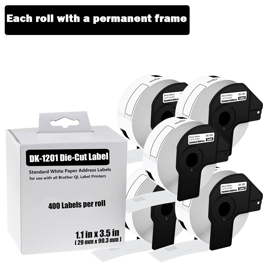 5Rolls 29mmx90mm DK-1201 Shipping Label Fit for Brother QL-500 QL-700 QL-710W