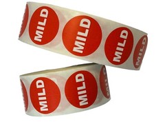 1.125 ” Round inventory Red MILD Food Labels 1000 Per Roll (10 rolls)