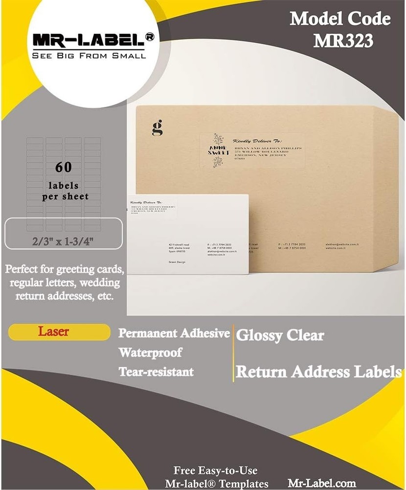Elegant Clear Return Address Labels – 2/3″x1-3/4″ – Perfect for Inviting Mail