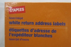 Staples Laser/Inkjet White Return Address 8000 Labels 100 Sheets 5167/8167 Avery