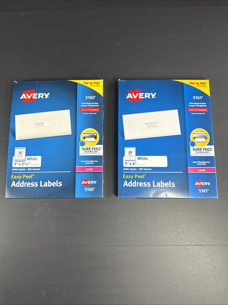 Avery 5160 Easy Peel Address Labels White 75 Sheets/100 Sheets 5161 98/100 Sheet