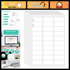 1″ x 2-5/8″ Printable Address Labels – 15000 Blank Labels, Strong Adhesive, Easy